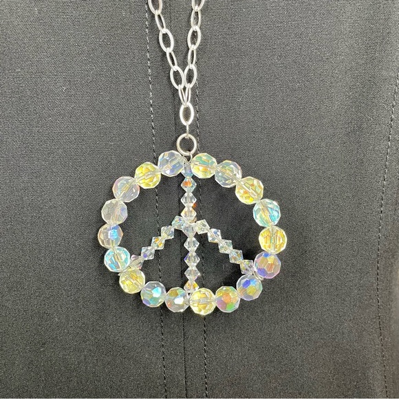32” Sterling Silver Swarovski Crystal Peace Necklace – Handmade & One-of-a-Kind - Picture 2 of 4